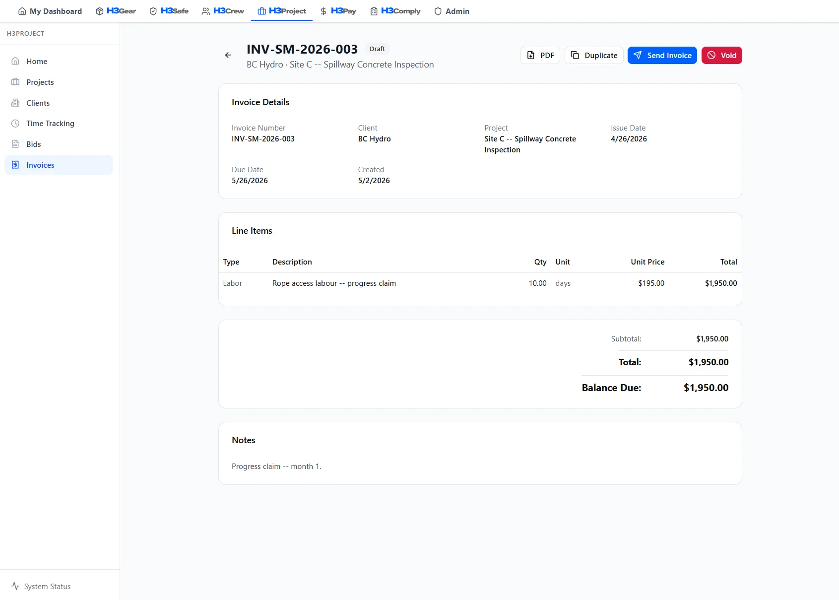 Keep invoice and project context together