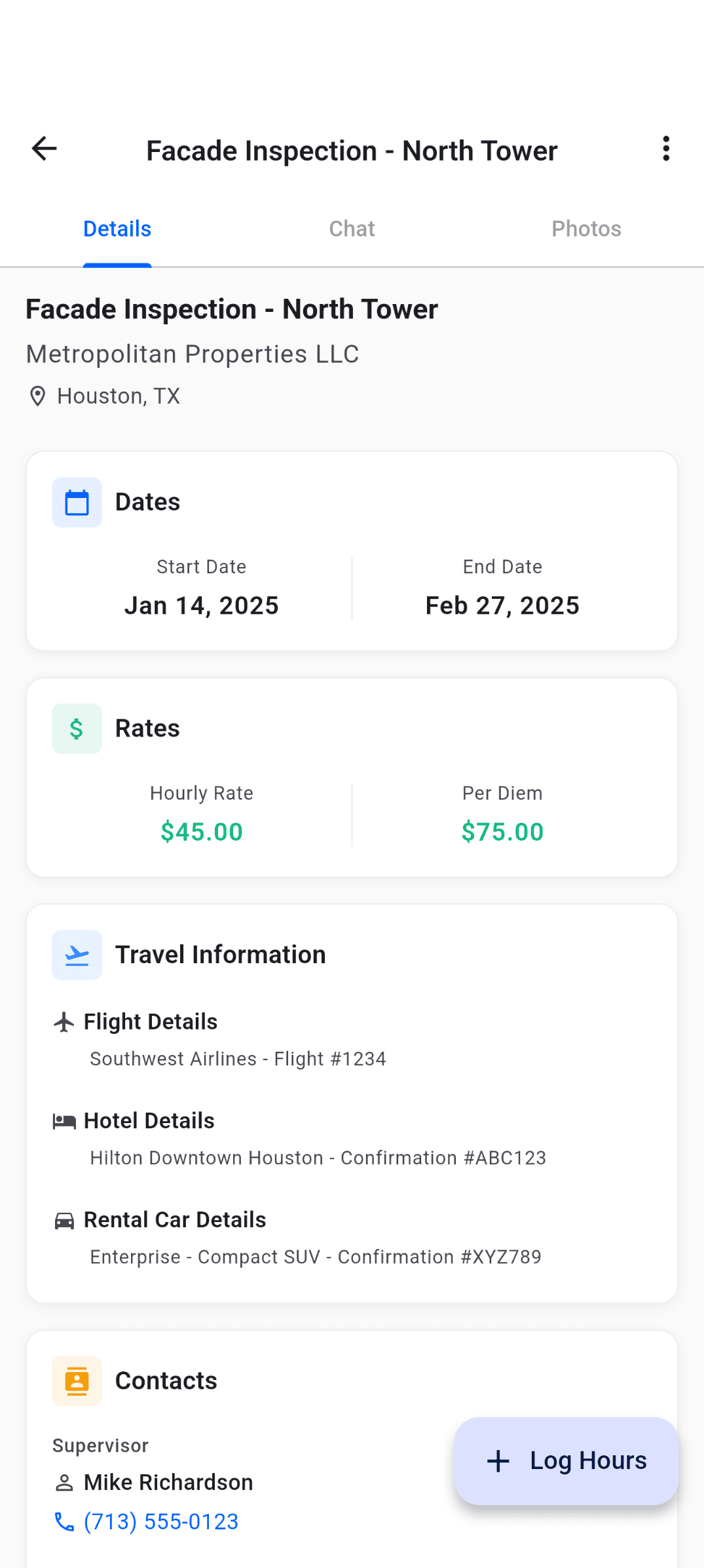 H3Kit Job Details Screen