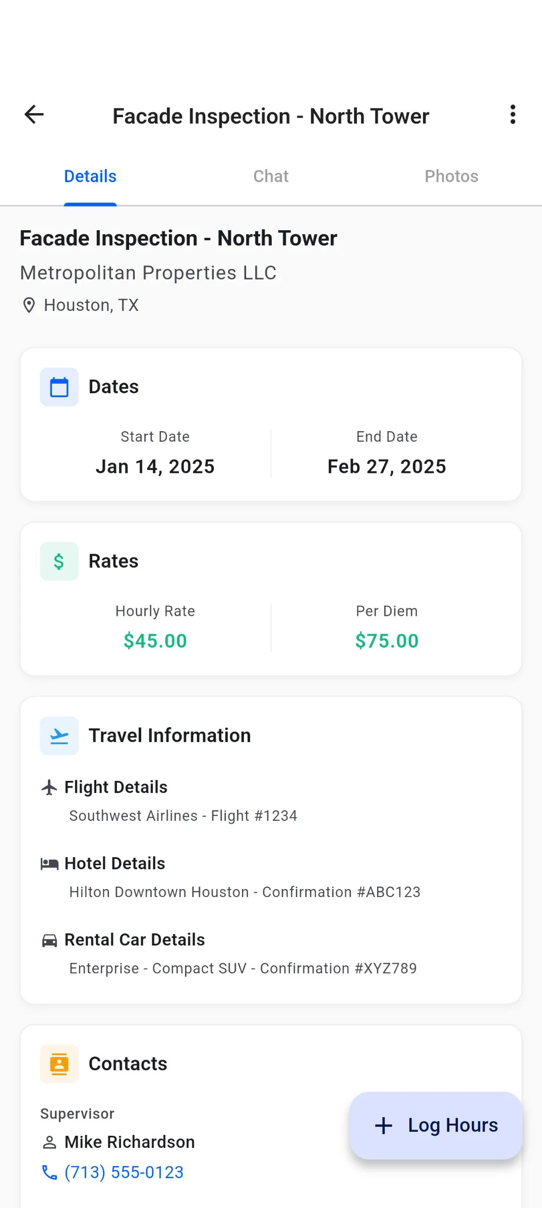 H3Kit Job Details Screen